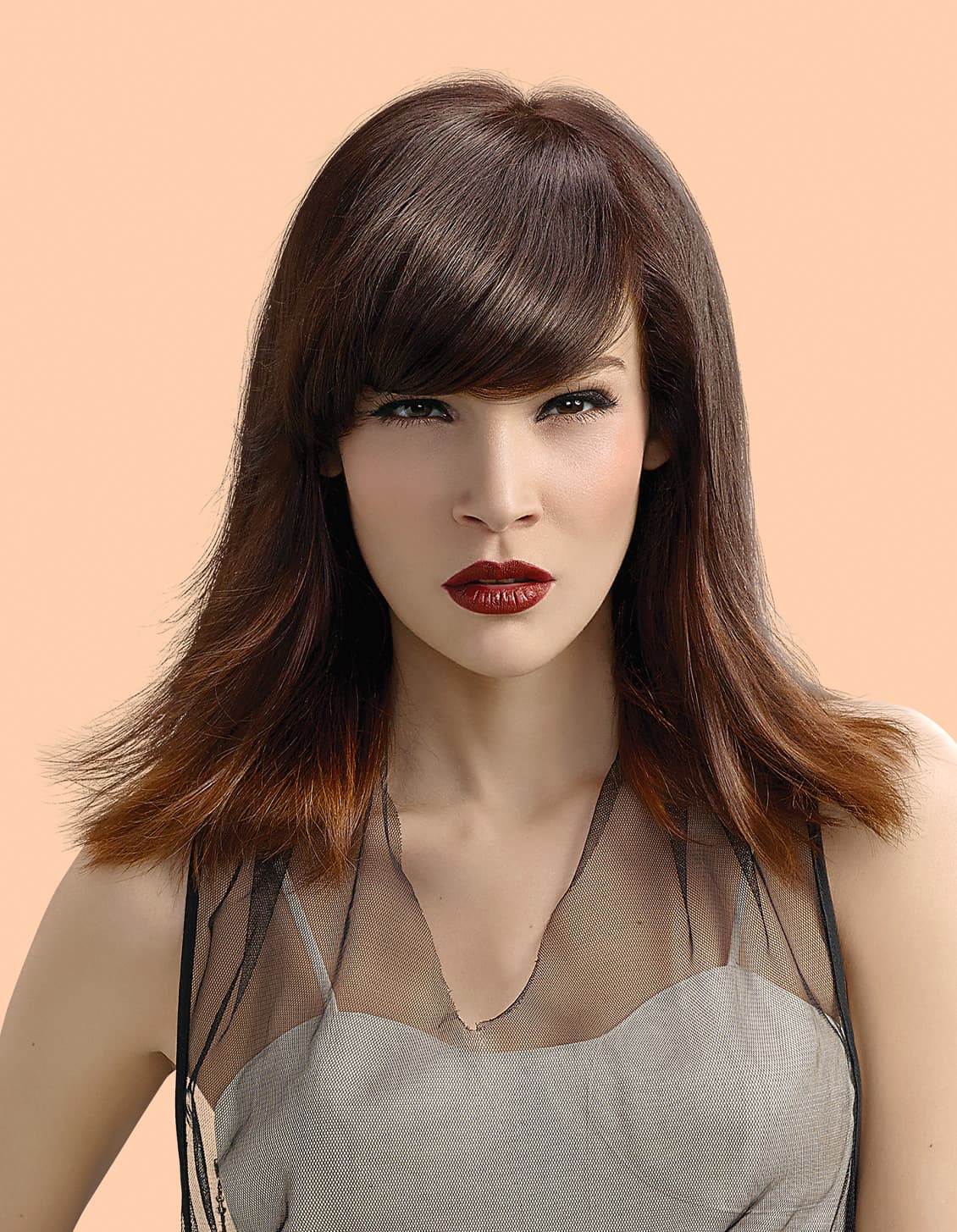 Sleek Precision Chestnut Bob & Fringe